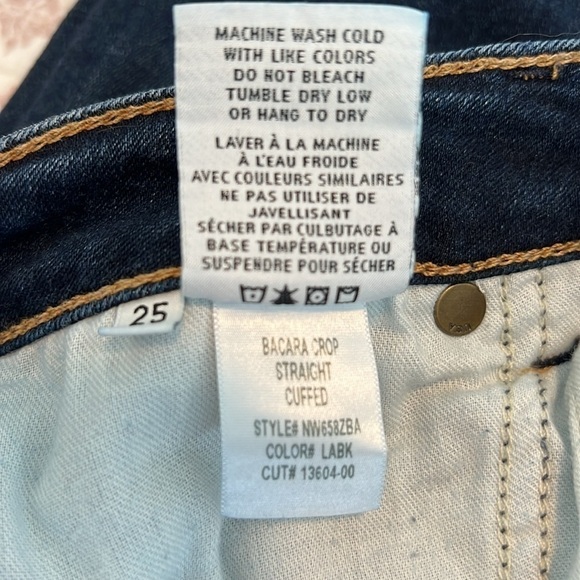 Hudson Bacara Crop Straight Cuffed Jeans Size 25 Extra Dark Whisker Wash - Picture 12 of 17